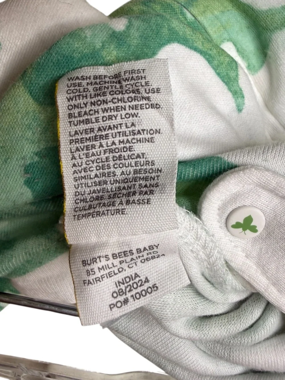 Burr’s Bees Baby Green Shamrock Footed Baby Sleeper 6-9 Months